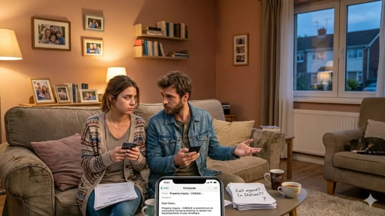 Young couple having issues understanding the realtor in an Italian property viewing