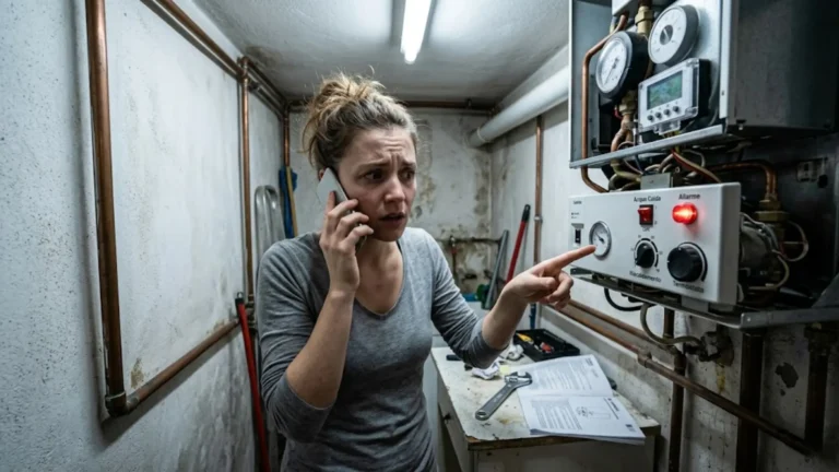 A young expat woman having issues communicating with the utilities provider in Abruzzo