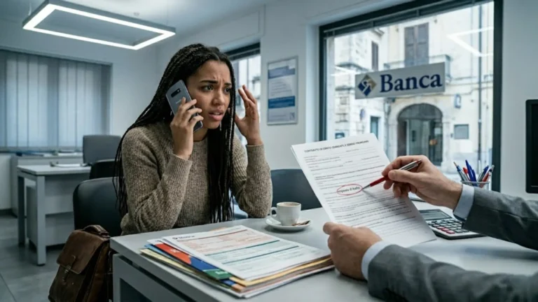 Young expat woman having issues opening her bank account in Abruzzo Italy