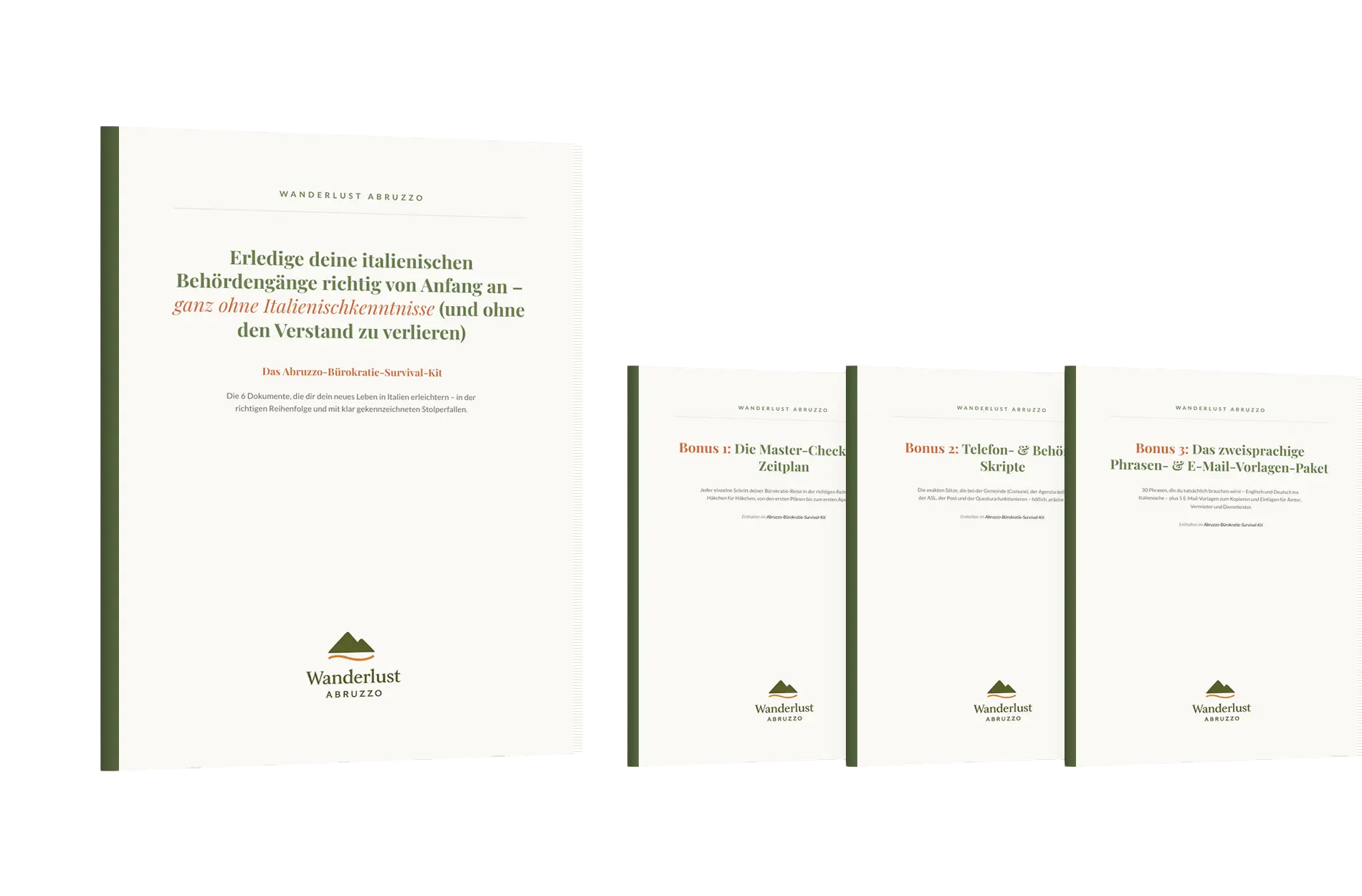 Bild des 3D-Buch-Mockups von "Das Abruzzen-Bürokratie-Survival-Kit" von Wanderlust Abruzzo