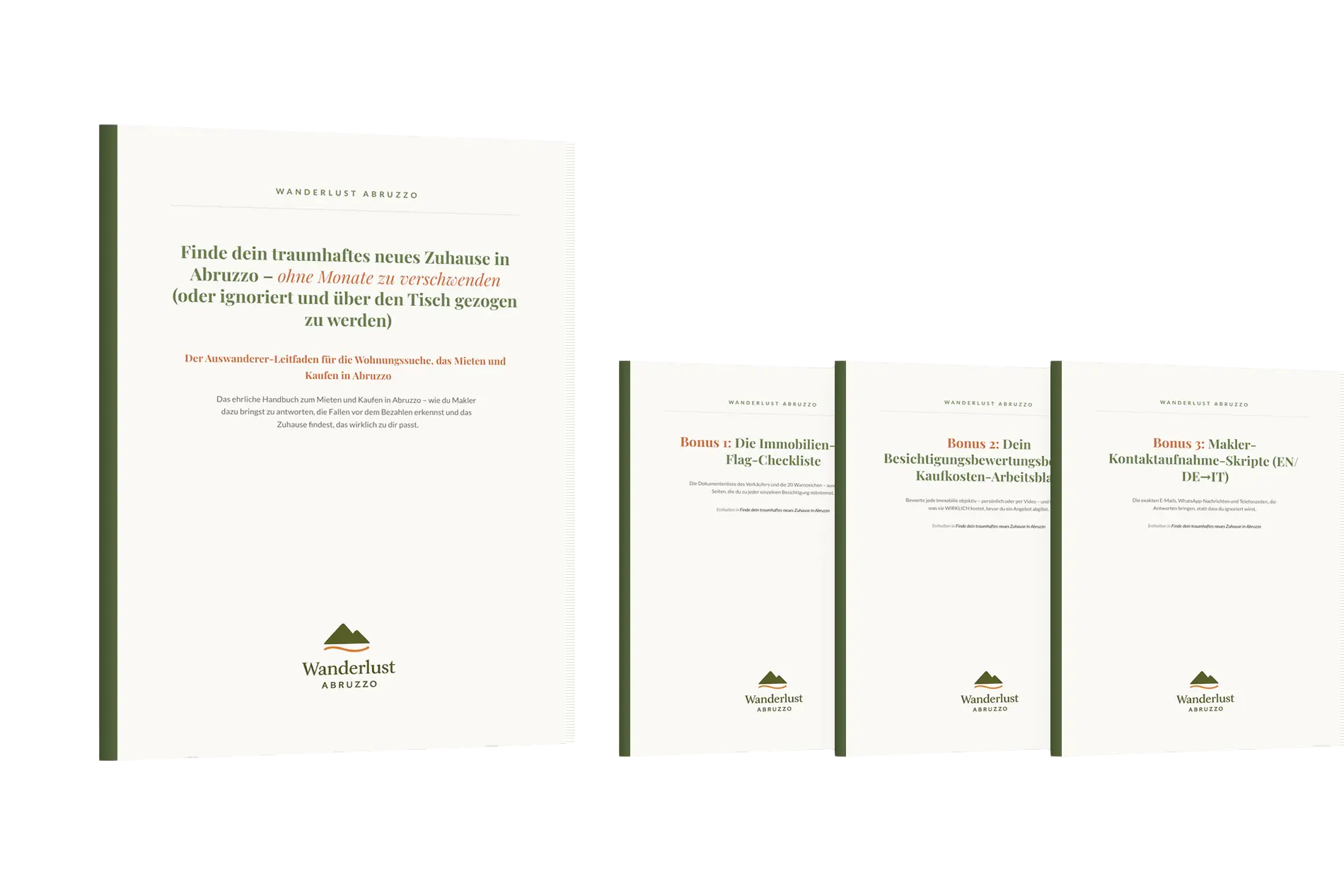 Bild des 3D-Buch-Mockups von "Der Auswanderer-Leitfaden für die Wohnungssuche, das Mieten und Kaufen in Abruzzo" von Wanderlust Abruzzo
