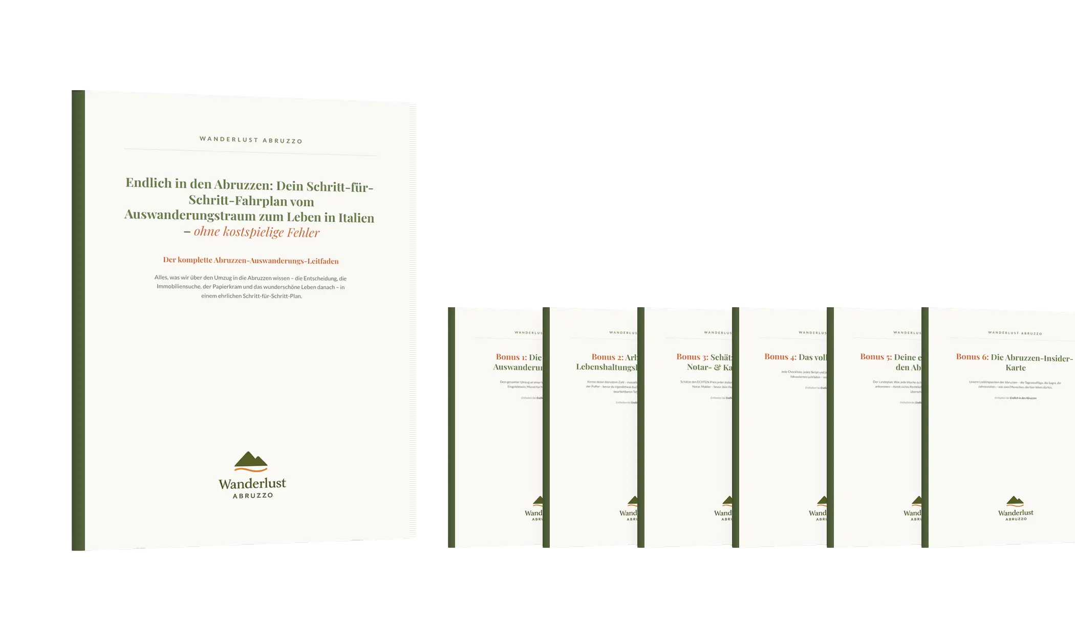 Bild des 3D-Buch-Mockups von "Der komplette Abruzzen-Auswanderungs-Leitfaden" von Wanderlust Abruzzo