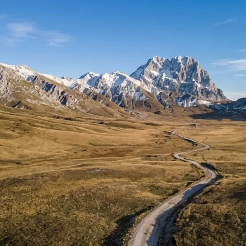 Campo Imperatore high-altitude plateau in Gran Sasso National Park, Abruzzo, known as Italy's Little Tibet